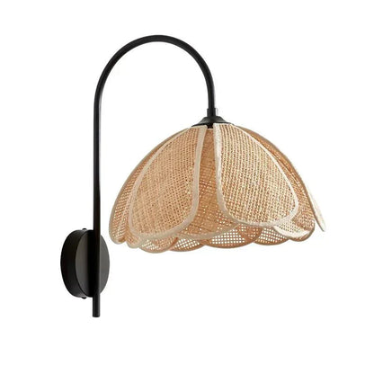 Rustic Textile Wall Light - Warm Floral Shade