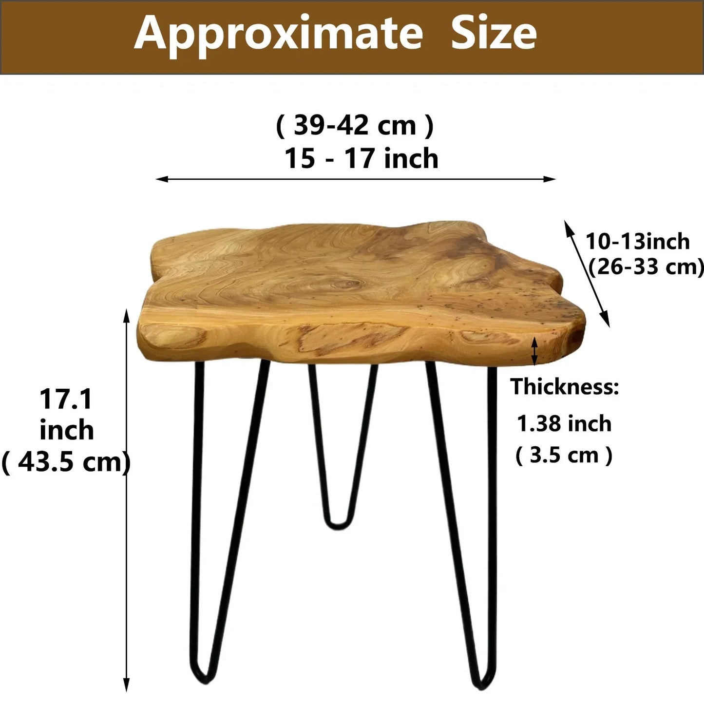 Natural Wooden Nightstand with Solid Wood Shelf