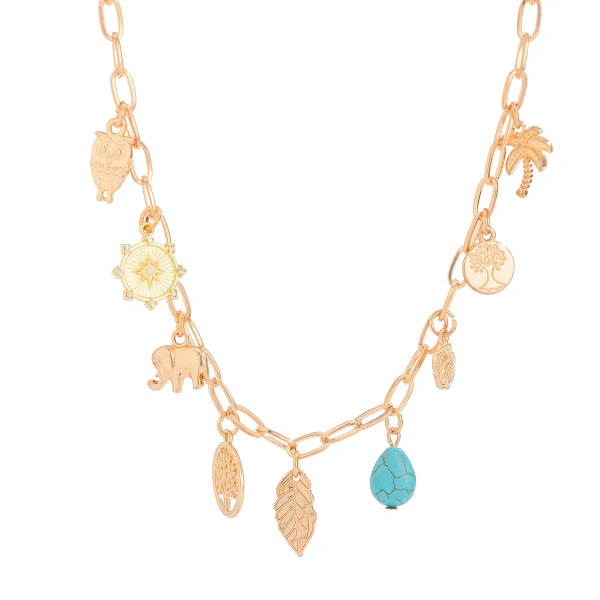 Vibrant Beach Paperclip Drop Necklace