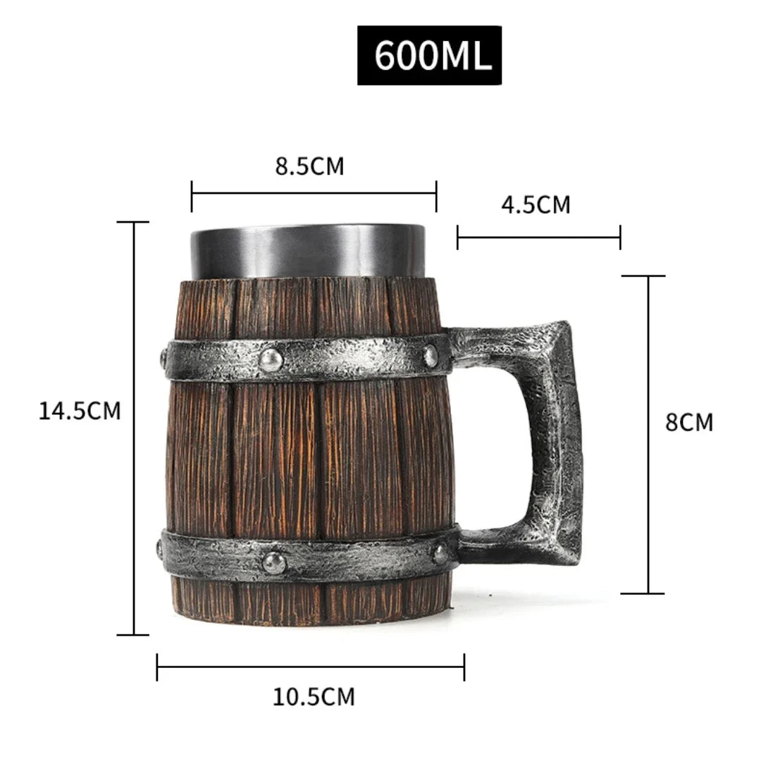 Traditional Viking Style Wood Coffee Mug