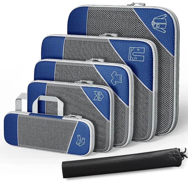Compact Travel Packing Cube Set 6 Piece Waterproof Bags