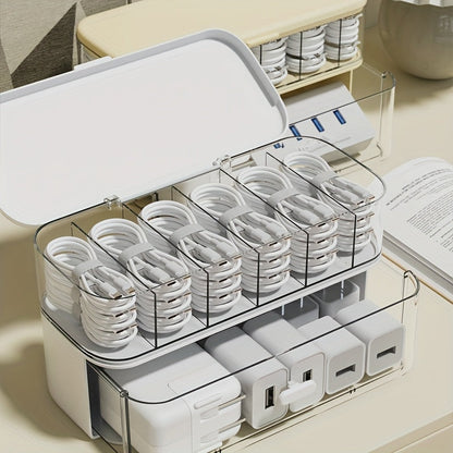 Compact Cable Management Box for Desk Organization - Luxicro
