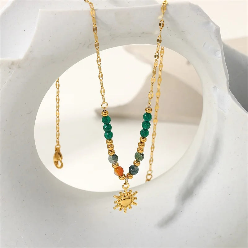Dainty Boho Chic Sun Drop Necklace