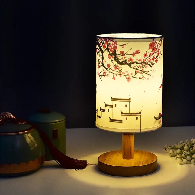 Classic Asian Style Table Light with Dimmer