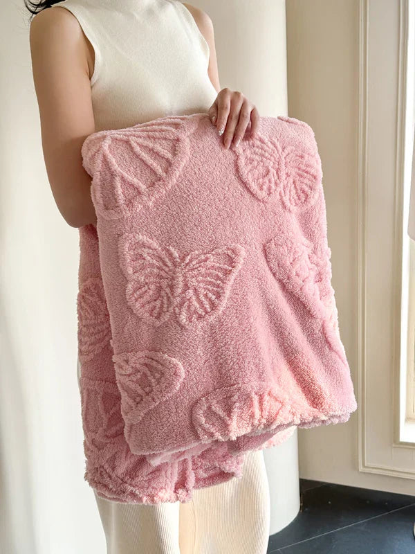 Cozy Plush Throw Blanket with Colorful Butterfly Pattern