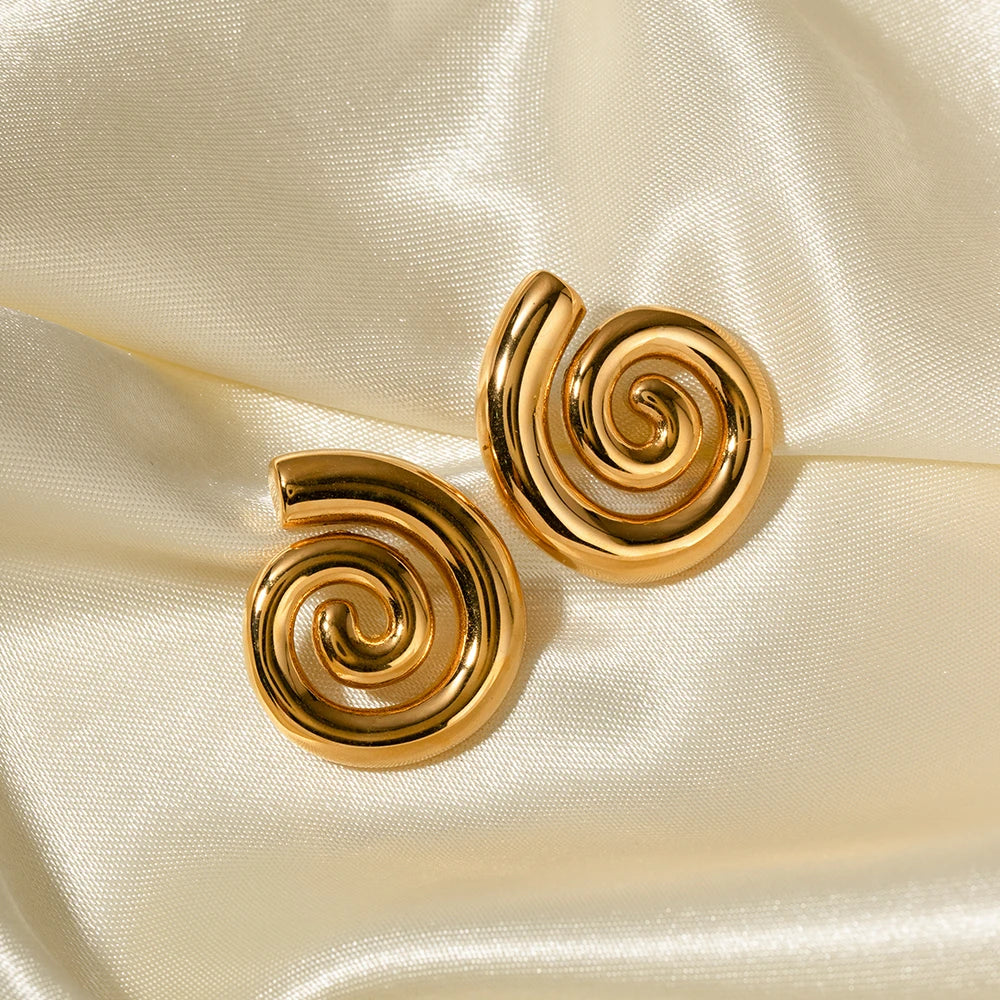 Elegant Golden Spiral Dangle Earrings
