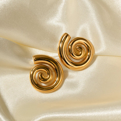 Elegant Golden Spiral Dangle Earrings