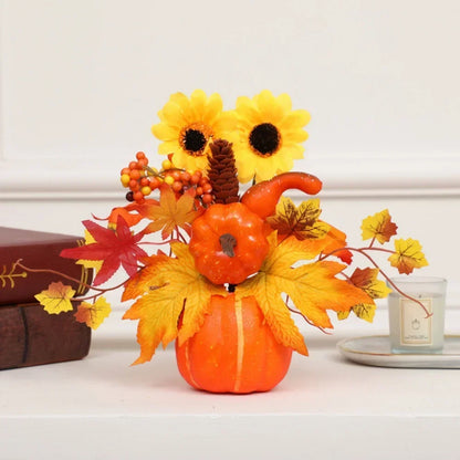 Autumn Decor Pumpkin with Artificial Flowers