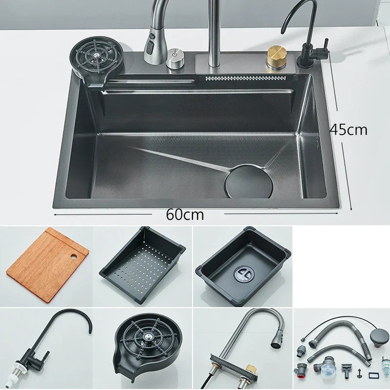 Stylish Stainless Steel Kitchen Faucet Water Filter System