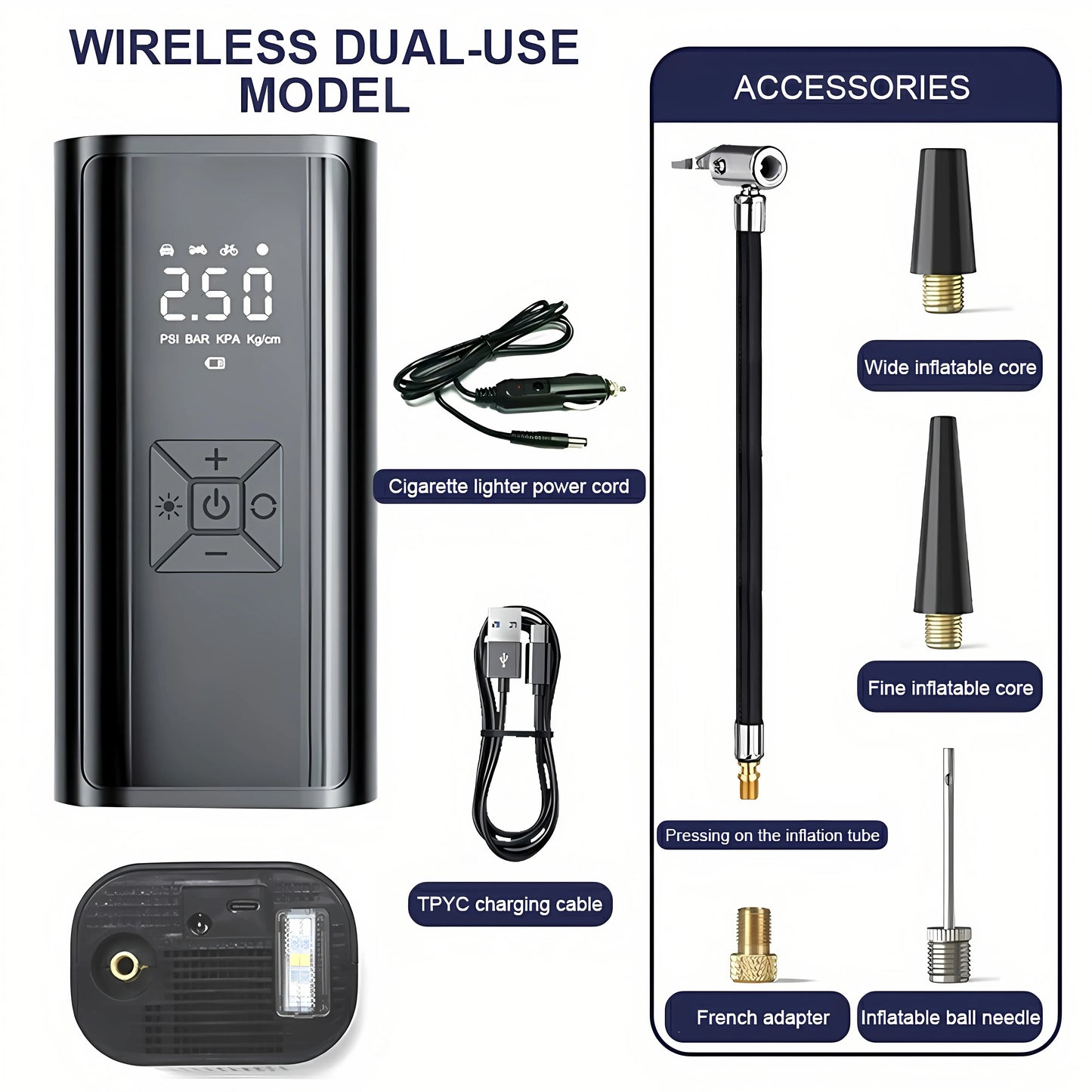 Compact Portable Tire Inflator with Digital Display 150PSI