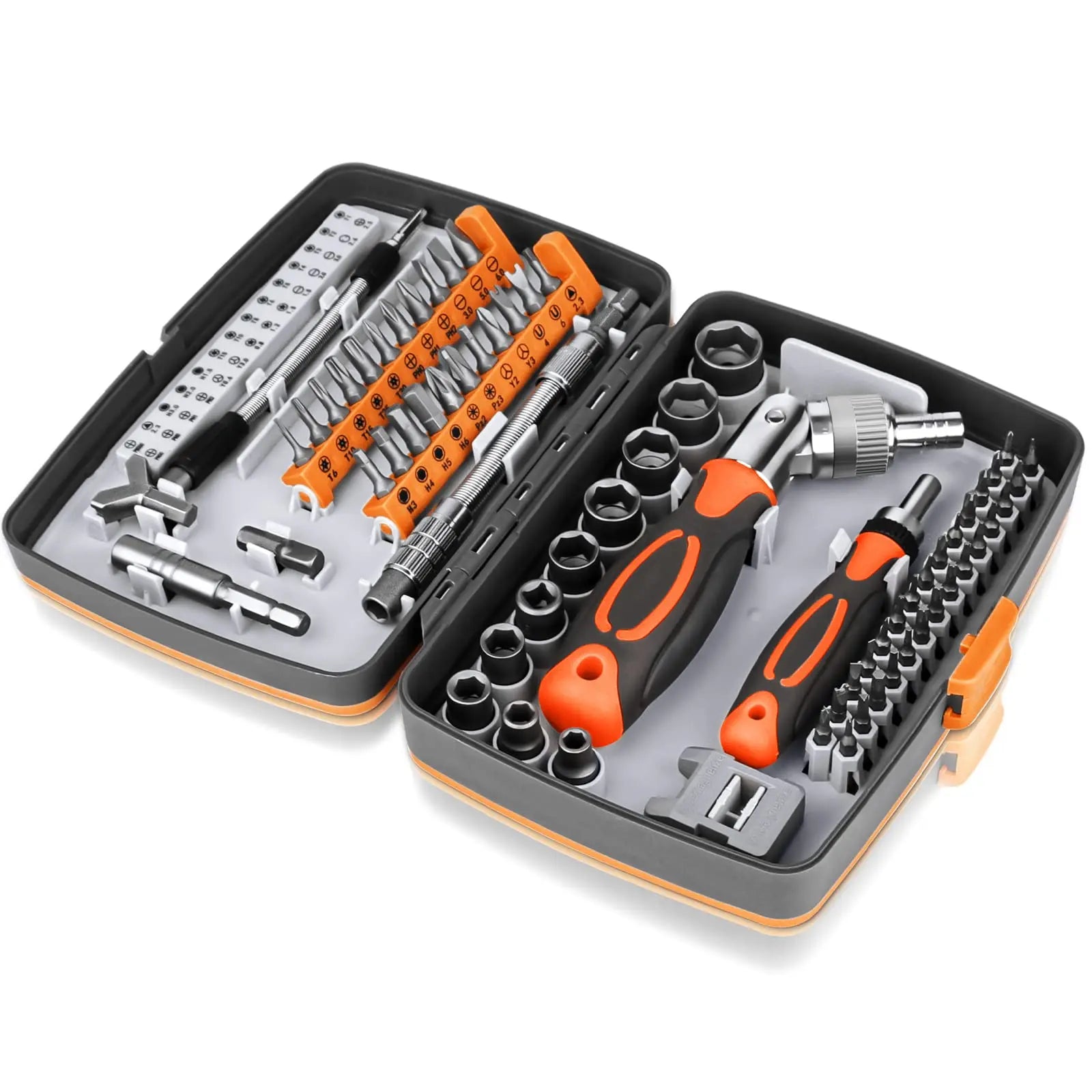 Professional 68-Piece Ratchet Socket Set with Magnetic Bits - Luxicro