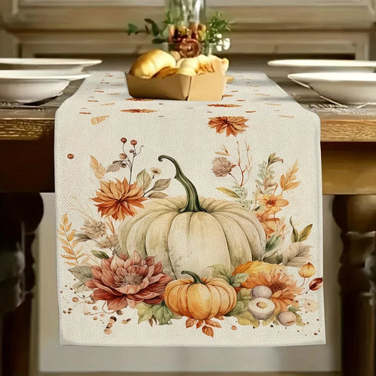 Cozy Autumn Table Runner with Fall Leaves Pattern - Luxicro
