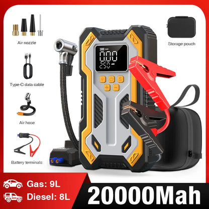 Compact Portable Car Battery Booster 20000mAh Tire Inflator - Luxicro