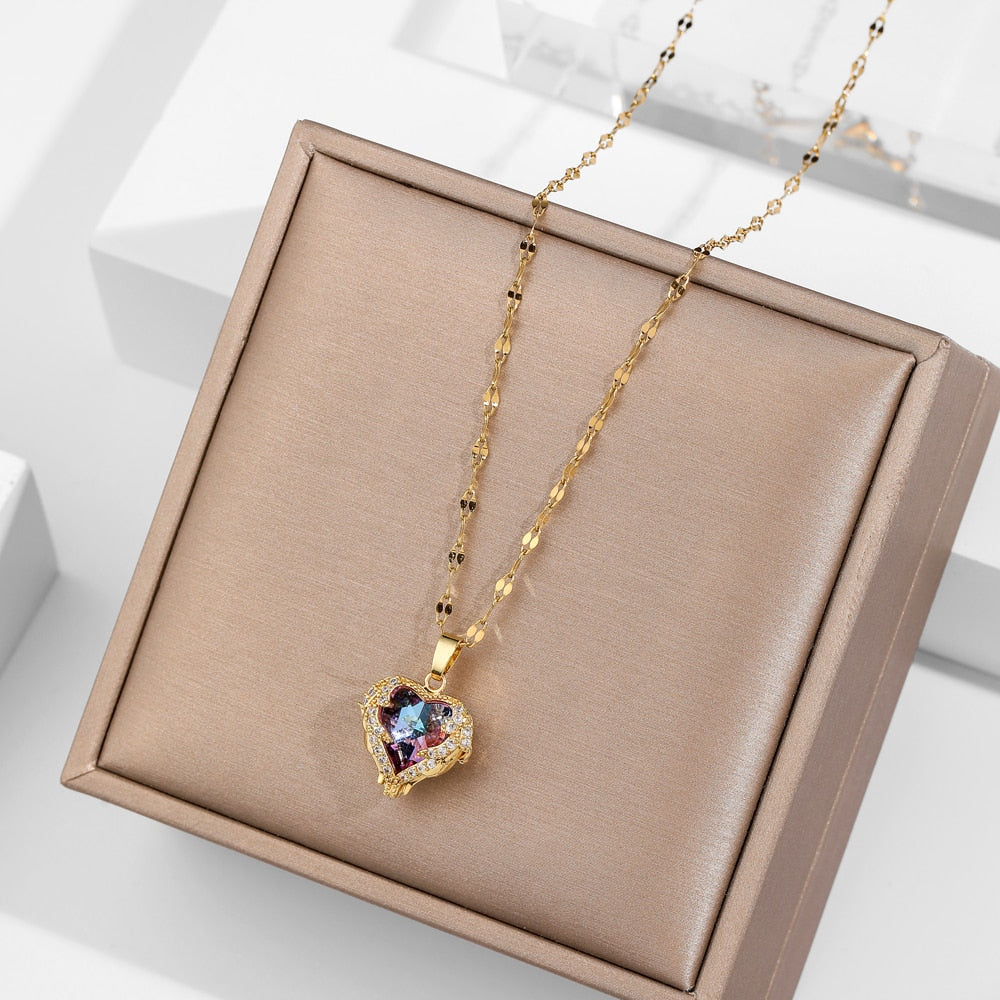 Fashionable Ocean Blue Stainless Steel Pendant Necklace