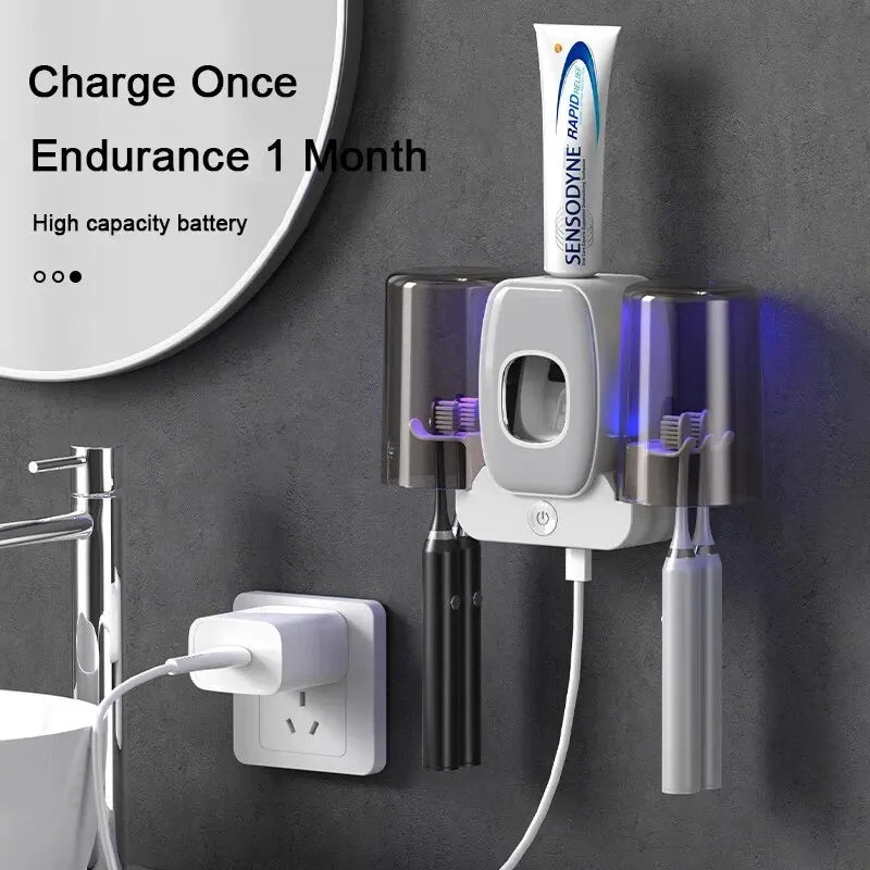Compact UV Toothbrush Holder and Sanitizer