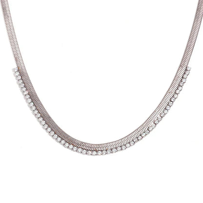 Timeless Chevron Glitter Silver Necklace
