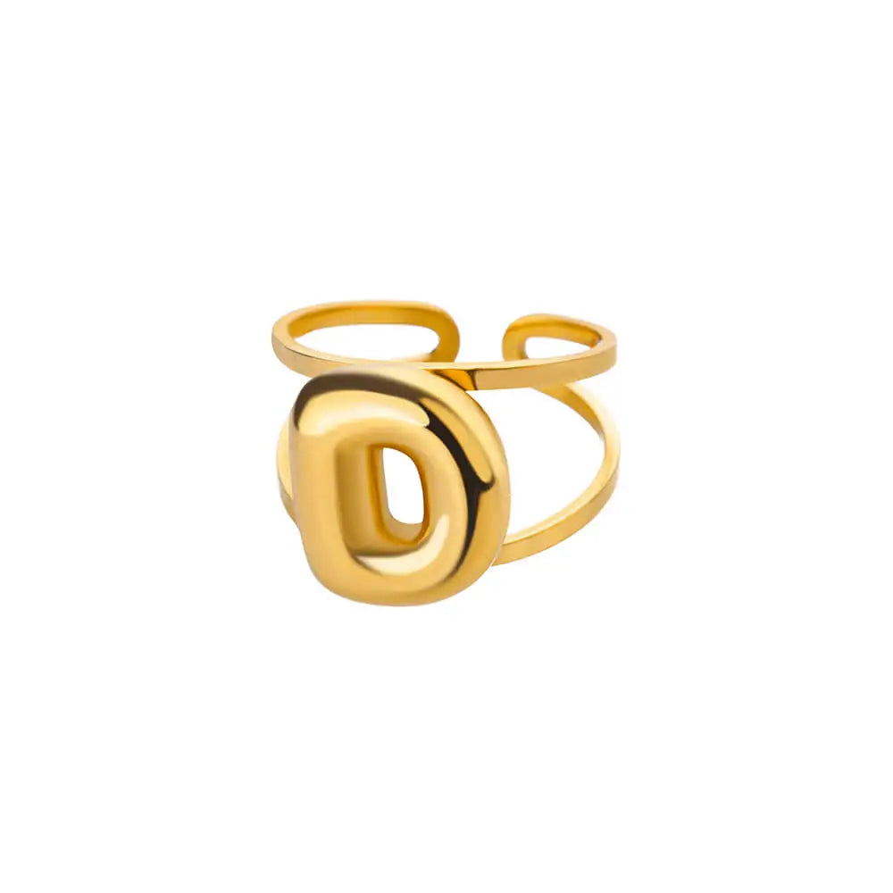 Customizable Initial Open Circle Ring