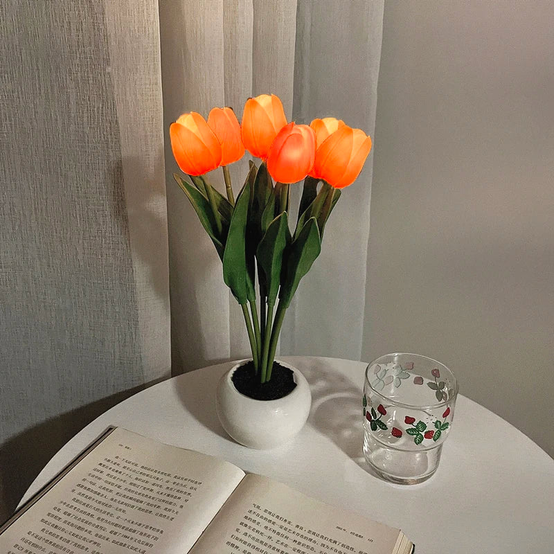 Warm LED Floral Table Lamp Soft Home Lighting