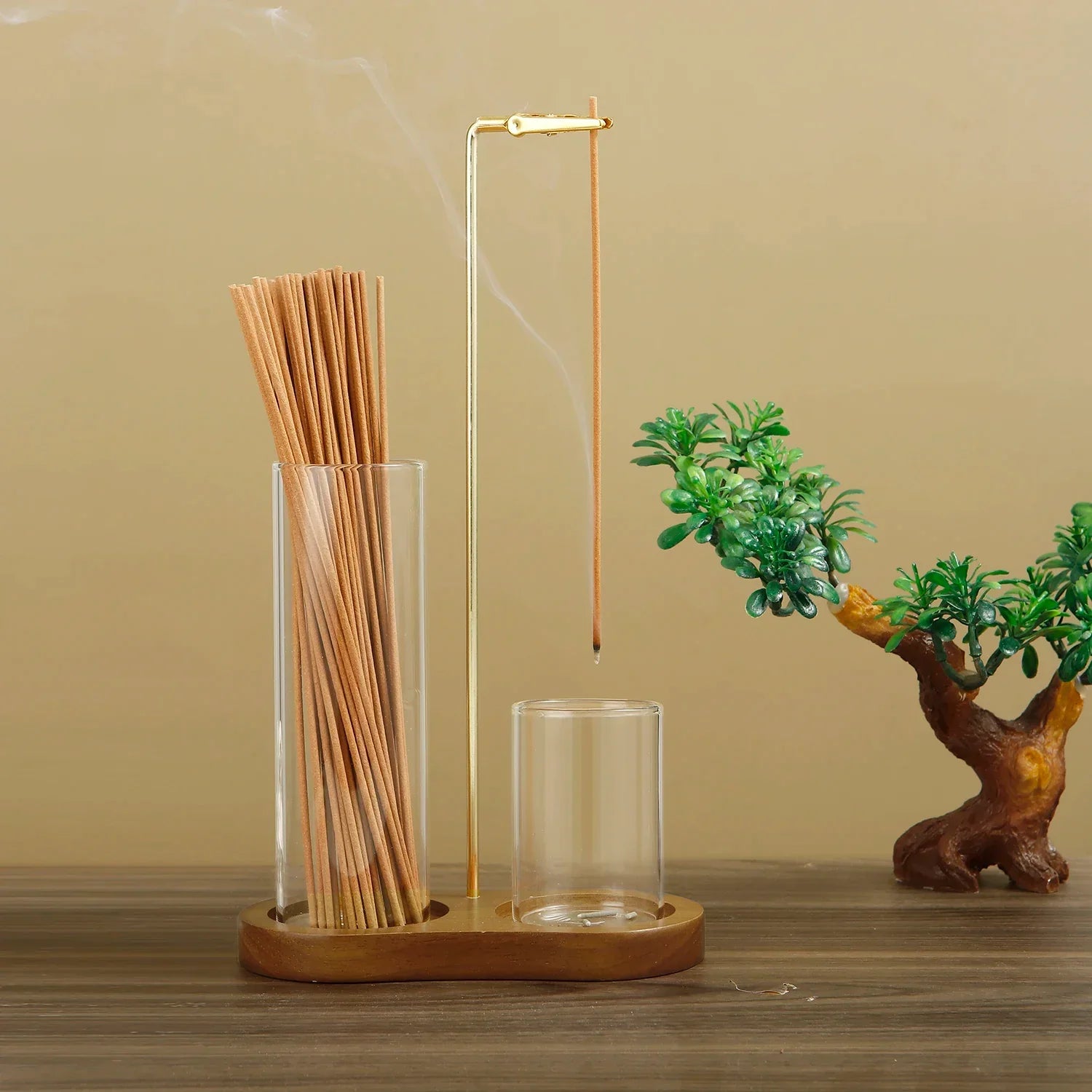 Sleek Glass Incense Holder with Ash Tray - Luxicro