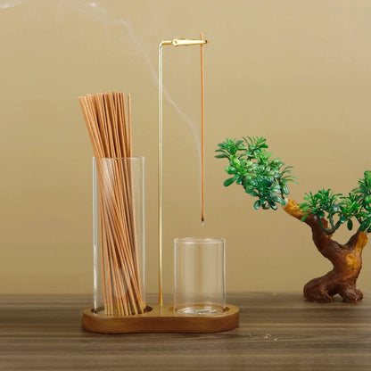 Sleek Glass Incense Holder with Ash Tray - Luxicro