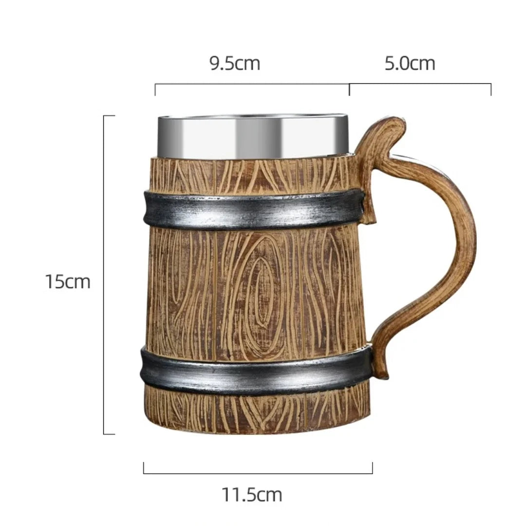 Traditional Viking Style Wood Coffee Mug