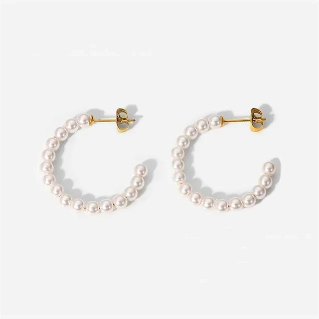 Elegant Simple White Pearl Stud Earrings