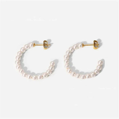Elegant Simple White Pearl Stud Earrings