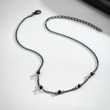 Dainty Silver Beaded Chain Necklace