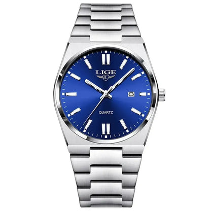 Elegant 40mm Stainless Steel Quartz Date Watch