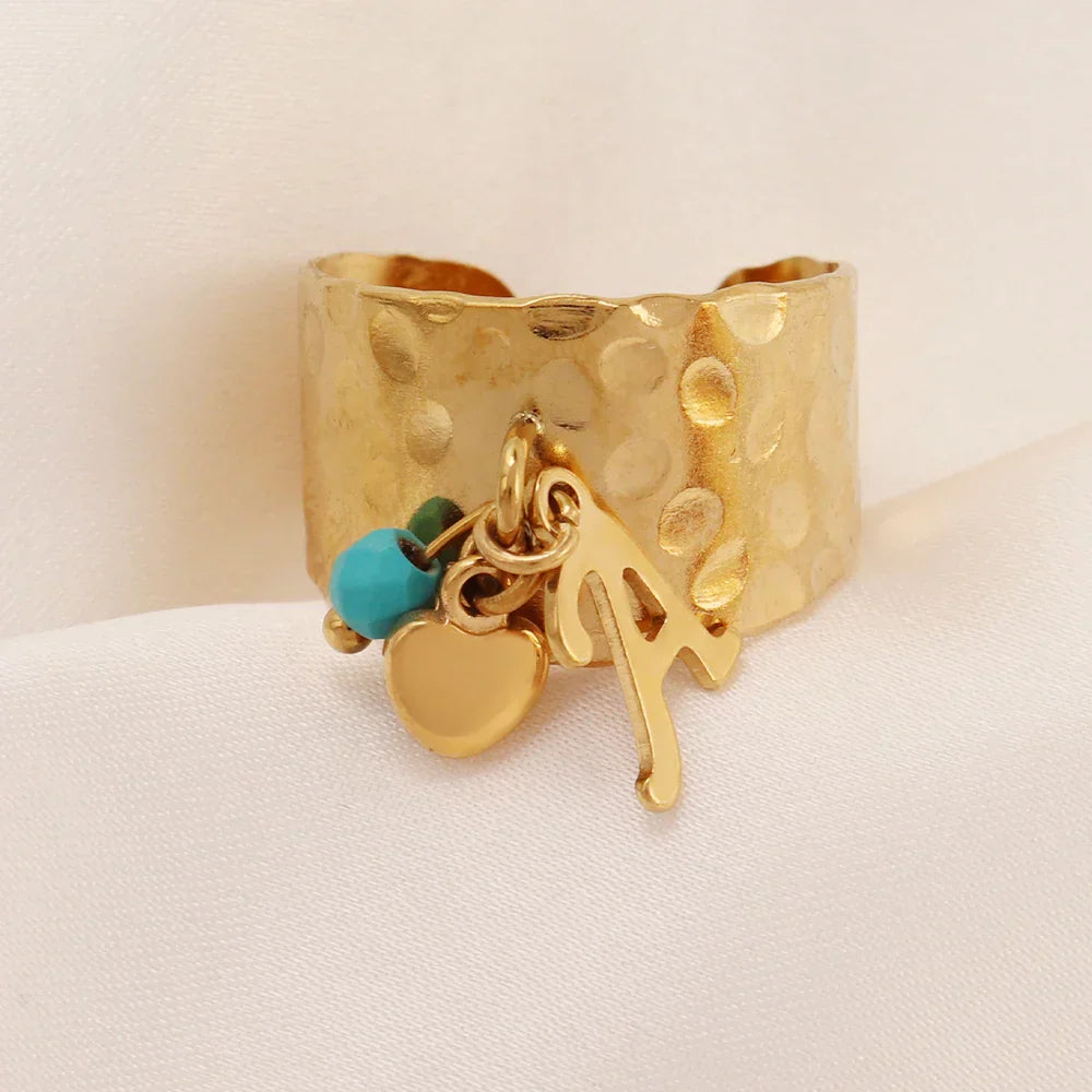 Engraved Custom Initial Heart Ring