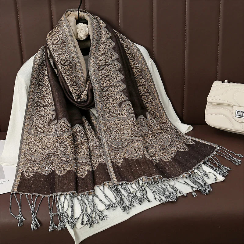 Soft Cashmere Women's Scarf with Warm Luxury Print