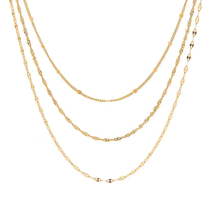 Dainty Triple Layer Gold Chain Necklace Set