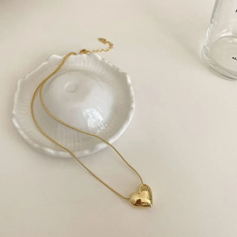 Trendy Heart Link Silver Chain Necklace - Luxicro