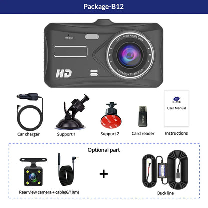 Dual Lens Car Dash Cam with Loop Recording & G Sensor