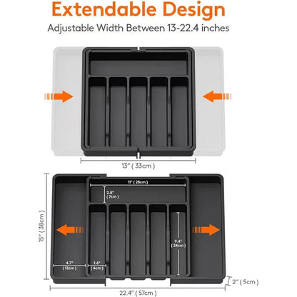 Compact Sliding Kitchen Drawer Storage Organizer