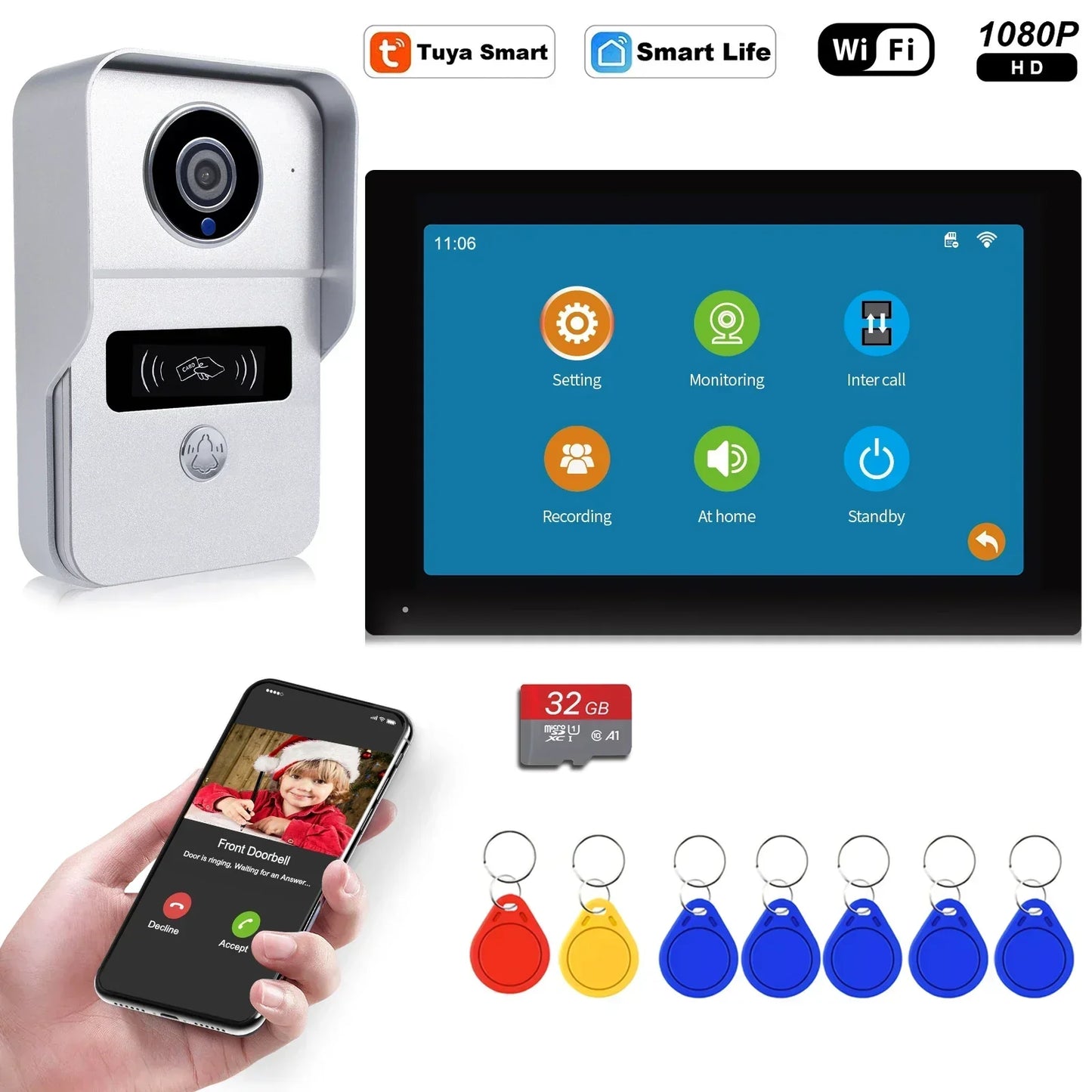 Wireless Smart Doorbell with 1080P HD Camera
