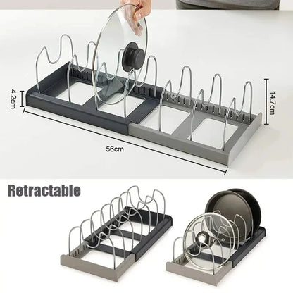 Space Saving Kitchen Pot Lid Holder – 7 Adjustable Compartments