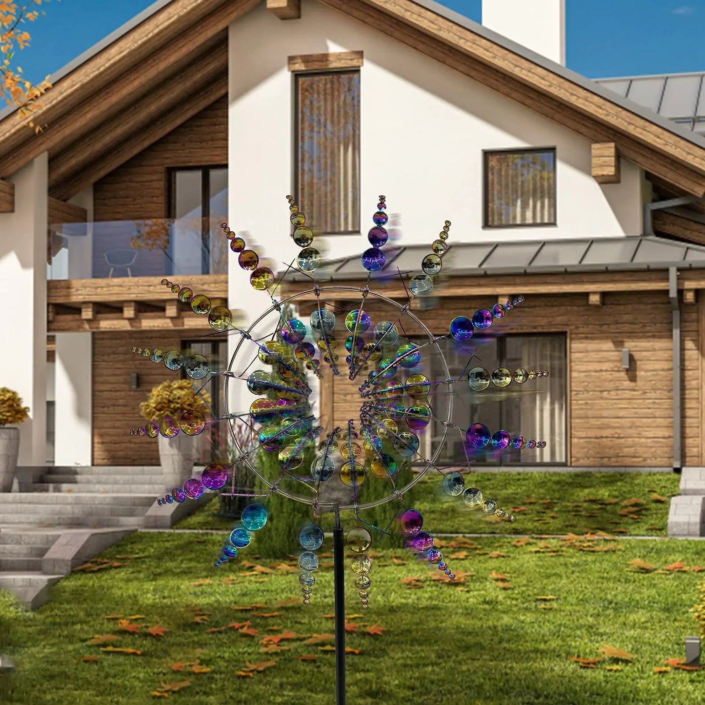 Vibrant Outdoor Solar Wind Spinner Decoration