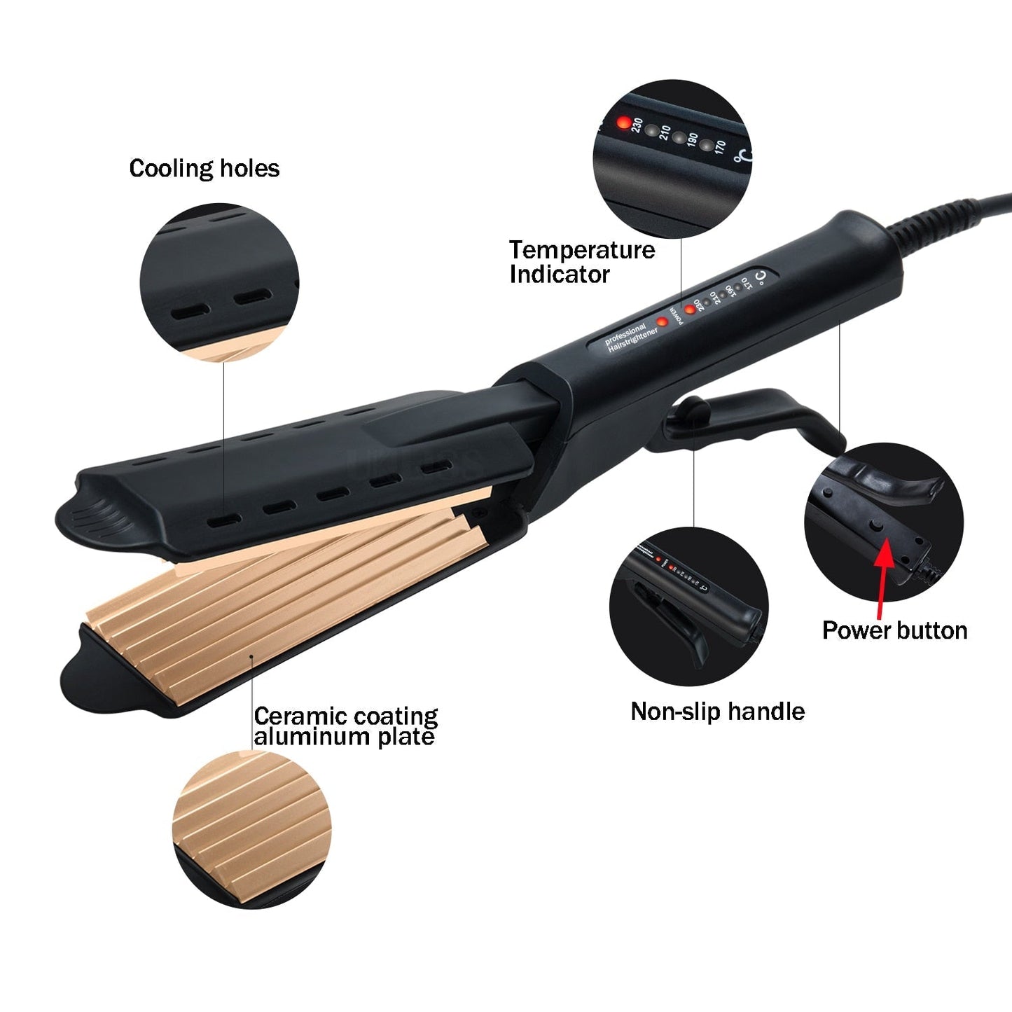 Professional Adjustable Ceramic Flat Iron Hair Straightener