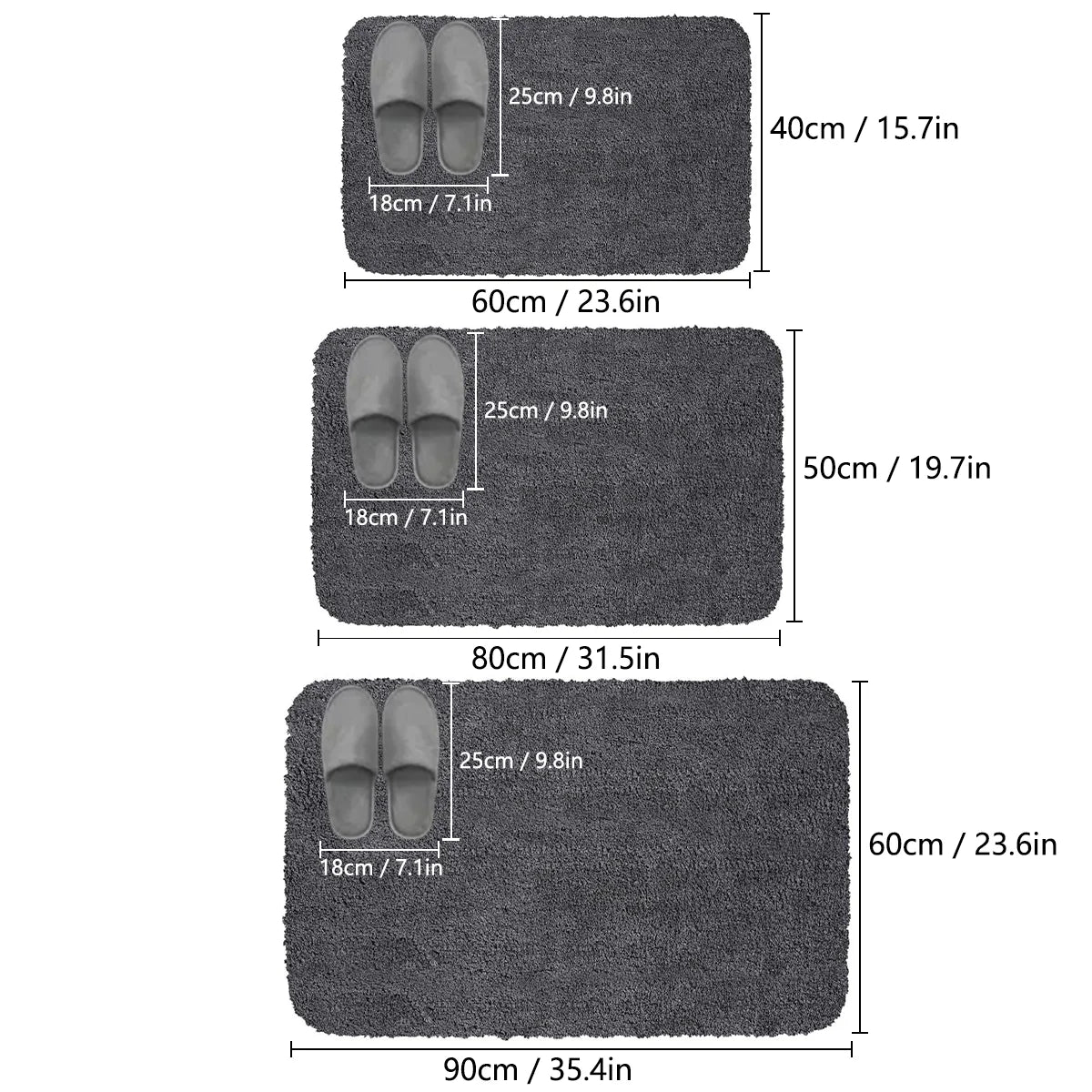 Plush Bathroom Mat | Soft Absorbent Non Slip