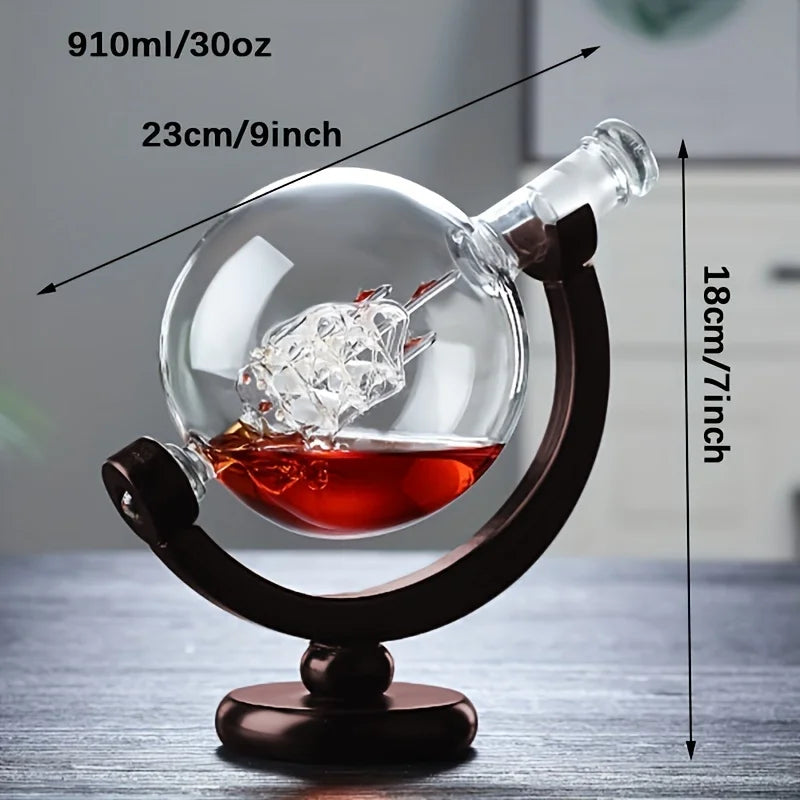 Unique Glass Globe Whiskey Decanter Set