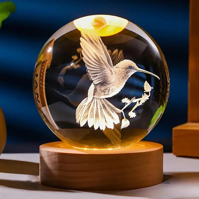 Vibrant Glass Sphere Ornament with LED Light Base