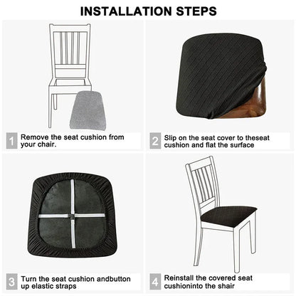 Waterproof Dining Chair Covers Elastic Fit Checked Pattern