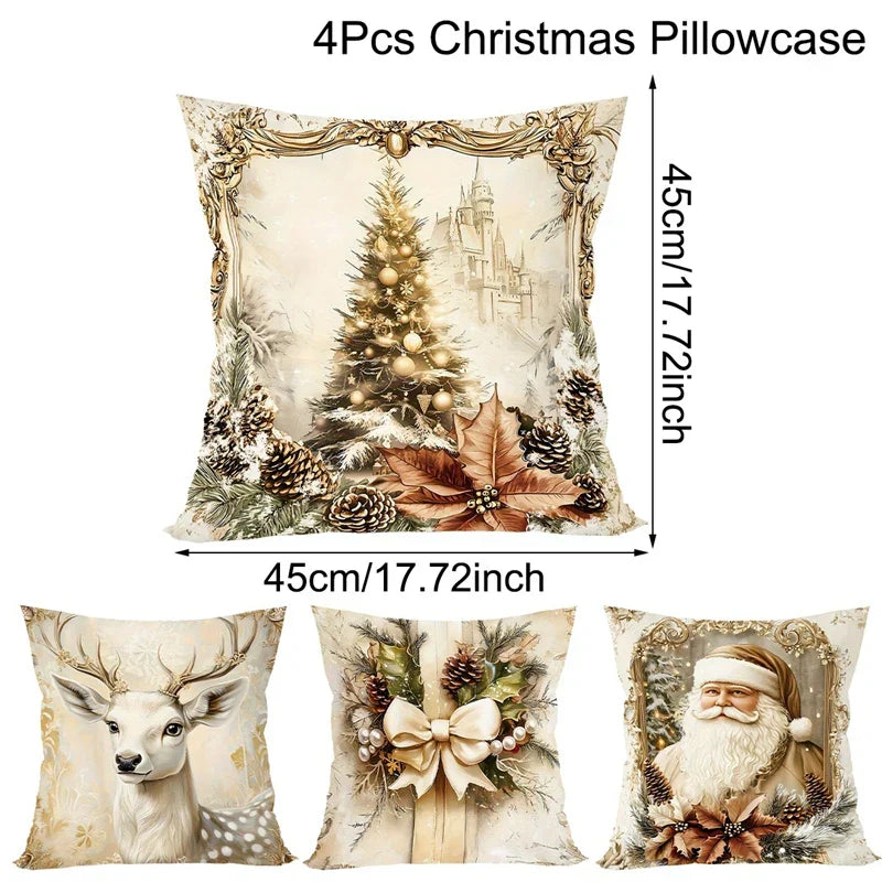 Cosy Christmas Cushion Covers Set of 4 Red Velvet