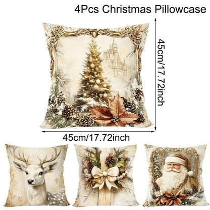 Cosy Christmas Cushion Covers Set of 4 Red Velvet