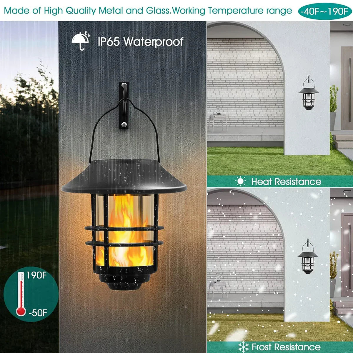 Garden Solar Lantern with Warm Flicker Light Effect