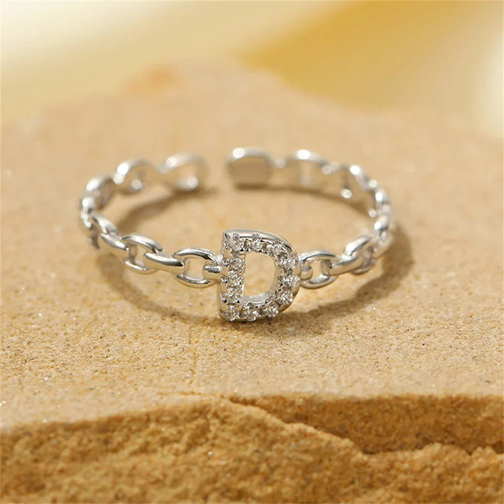 Elegant Initial Diamond Letter Ring