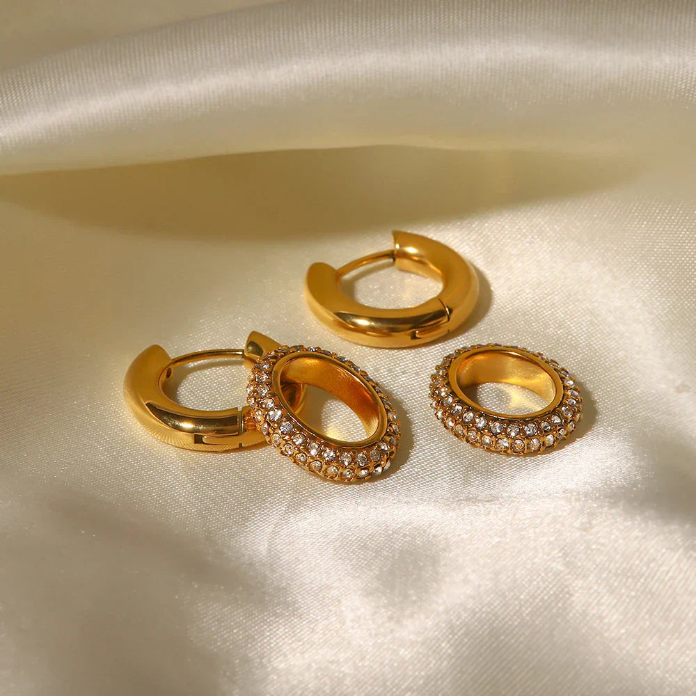 Luxurious 18k Gold Diamond Dangle Hug Earrings