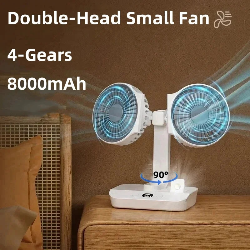 Compact Battery Powered Desk Fan with LCD Screen