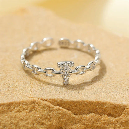 Elegant Initial Diamond Letter Ring